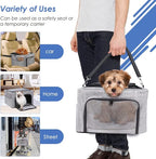 SlowTon Dog Booster Car Seat, Reinforce Metal Frame Safe Pet Car Seat with Seatbelt & Waterproof Pee Pad & Top Cover | Portable Collapsible Puppy Carrier Bag | for Small Dogs Cats (with Soft Pad)