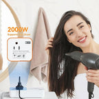 BESTEK 220V to 110V Voltage Converter US to Europe, 2000W Universal Travel Adapter with 2 USB C Ports & 1USB-A Port, International Travel Adapter for Hair Straightener