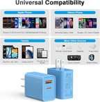 [20W/2Pack] Fast Charger Block, USB C Wall Charger, Charger Cube, Dual Port PD Fast Charging Block Brick Compatible for Watch Series 10 iPhone 16 17 Pro Max Airpod Brick Plug Power Adapter, Blue