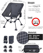 iClimb Ultralight Compact Camping Folding Beach Chair with Anti-Sinking Large Feet and Back Support Webbing (Black Grid - Square Frame - 2PC)