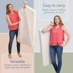 Luxury Cotton Garment Storage Bag, 24x40 Inch, Breathable Washable Reusable, for Hanging Clothes Short Dresses Jackets Suits, Fits 3 Hangers, Zipper Window (1, 24x40x3)