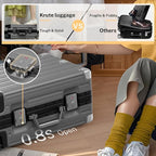 Krute Zipperless Luggage Set 2 Pieces Aluminum Frame Suitcase Sets Polycarbonate Hard Shell Luggage TSA Lock Checked Suitcase with Spinner Wheels Gray
