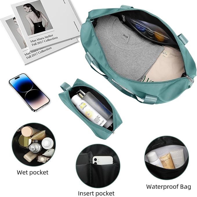 6 Piece Luggage Sets with Bags, Lightweight Expandable Checked Luggage Sets, Hardshell ABS Spinner Wheels Carry on Suitcase with TSA Lock, for Travel, Women Men (Aqua Blue, 18/20/24/28inch+2bags)