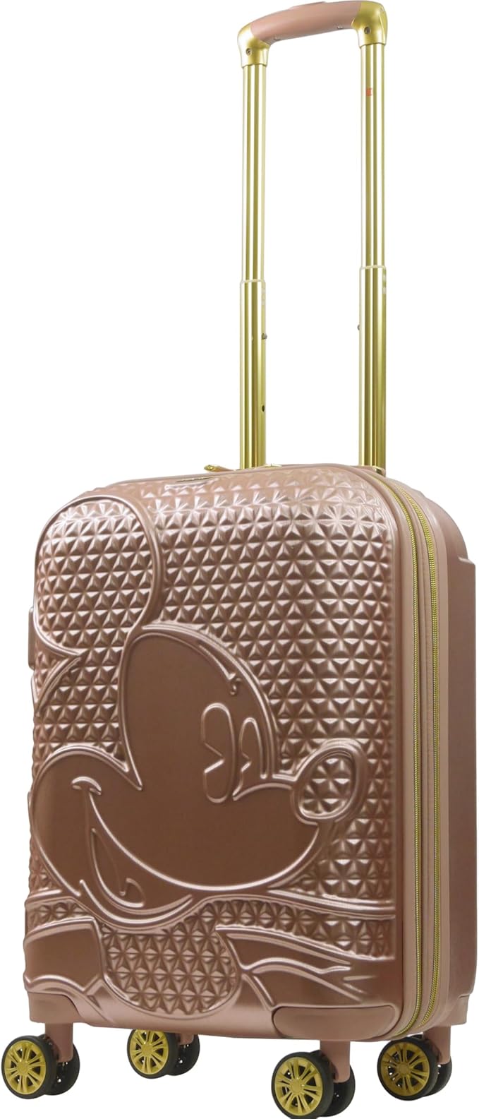 FUL Disney Mickey Mouse 22 Inch Carry On Luggage, Hardshell Rolling Suitcase with Spinner Wheels, Rose Gold