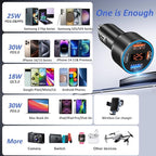 5 Pack Car Charger USB C, 65W Multi Port Dual 12V Cigarette Lighter USB Car Charger Adapter with Voltmeter PD/QC 3.0 Super Fast Charge Car Phone Charger for iPhone 17 16e 15 14 Pro Max Galaxy Android