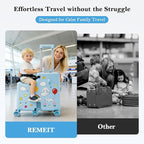 Ride on Suitcase for Kids, Hard Shell Kids Luggage with Belt, Foldable Pedal & Front Grab Handles, Hidden Cup Holder, TSA Lock, 6 Spinner Wheels, Kids Carry on Suitcase for Travel, Blue