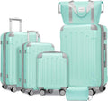 6 Piece Luggage Sets with Bags, Lightweight Expandable Checked Luggage Sets, Hardshell ABS Spinner Wheels Carry on Suitcase with TSA Lock, for Travel, Women Men (Mint Green, 18/20/24/28inch+2bags)