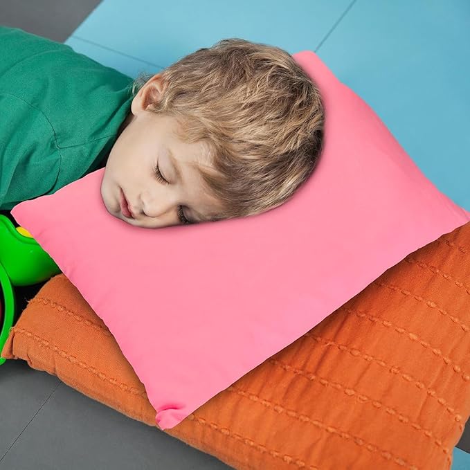 Kigley 12 Pack Mini Pillows for Daycare 9.1 x 13.8'' Small Travel Pillow Bulk Soft Breathable Cotton Pillow for Nap Travel Pet Neck Lumbar Purse Insert(Pink)