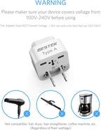 BESTEK Japan Travel Plug Adapter, Grounded Universal Type A Plug Adapter JP to US Adapter - Ultra Compact for US, Japan, China Phones, Laptops, Camera Chargers and More, 3 Pack