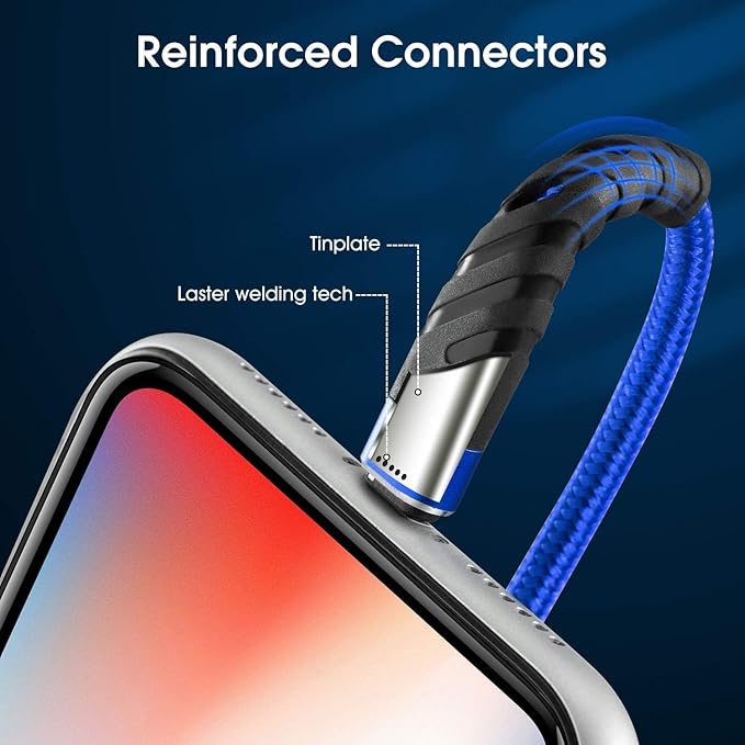 CyvenSmart (2 Pack) Long iPhone Charger 10ft for [MFi Certified], 10 Foot Lightning Cable Fast Charging Cord 10 Feet for iPhone 12/12 Pro/11/11 Pro/11 Pro Max/XS/XS Max/XR/X/8/8 Plus/7/7 Plus/6 Blue