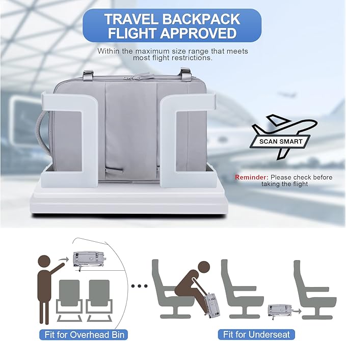 coofay Expandable Backpack For Traveling On Airplane Carry On Backpack Flight Approved Personal Item Travel Backpack For Women Men Airline Approved Gym Bag With Shoe Compartment Travel Weekender Bag