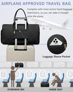 Women Weekender Travel Duffle Bag: Travel Duffel Overnight Bags with Shoe Compartment Large Carry on Tote with 2 Toiletry Bags Weekend Traveling Yoga Gym Hospital Bag for Womens with Wet Pocket Black