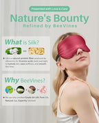 BeeVines 100% Real Mulberry Silk 2 Pack Sleep Mask, Pure Silk Eye Masks with Adjustable Strap for Sleeping, 100% Block Light Eye Shade Cover, Reduces Puffy Eyes Traveling Gifts(Black & Red)