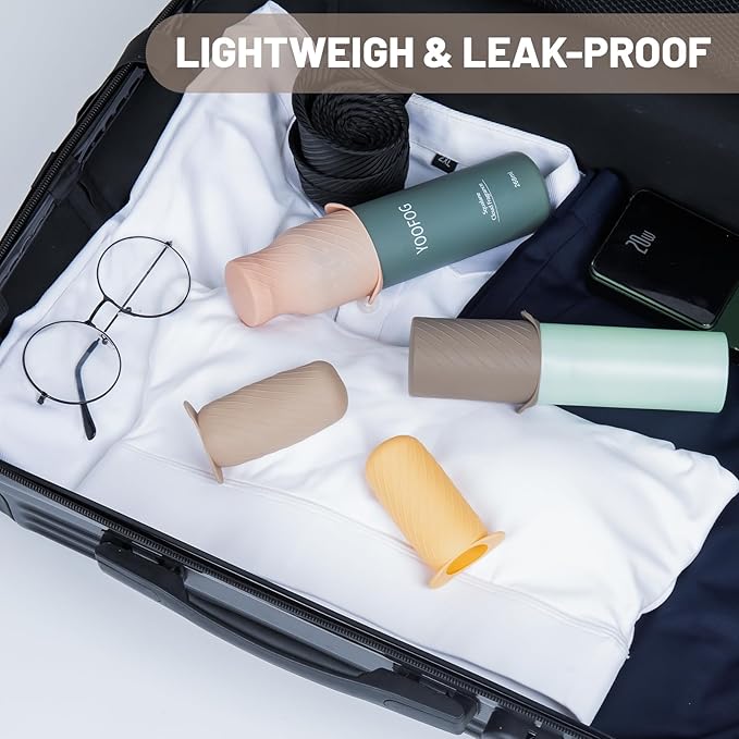Mrsdry Bottle Covers for Travel, Leak Proofing, Travel Size Container Silicone toiletry sleeves, Leak Locks Travel Accessories for Shampoo Wash Body Bottles and other beauty and personal care(8pcs)