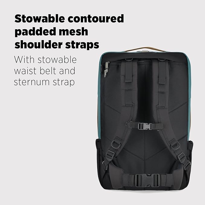 Topo Designs Global Travel Bag – 30L or 40L - Carry-On Compliant Most Airlines, Durable Travel Duffel Bag, Clam Shell Main Pocket, Laptop Sleeve, Backpack, Luggage (40L / Dark Denim/Burgundy)