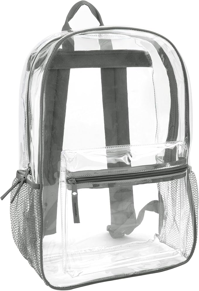 Trail maker Clear Backpack Heavy Duty with Padded Straps, Side Pockets for Kids, Boys, Girls, School, Stadium Approved Events