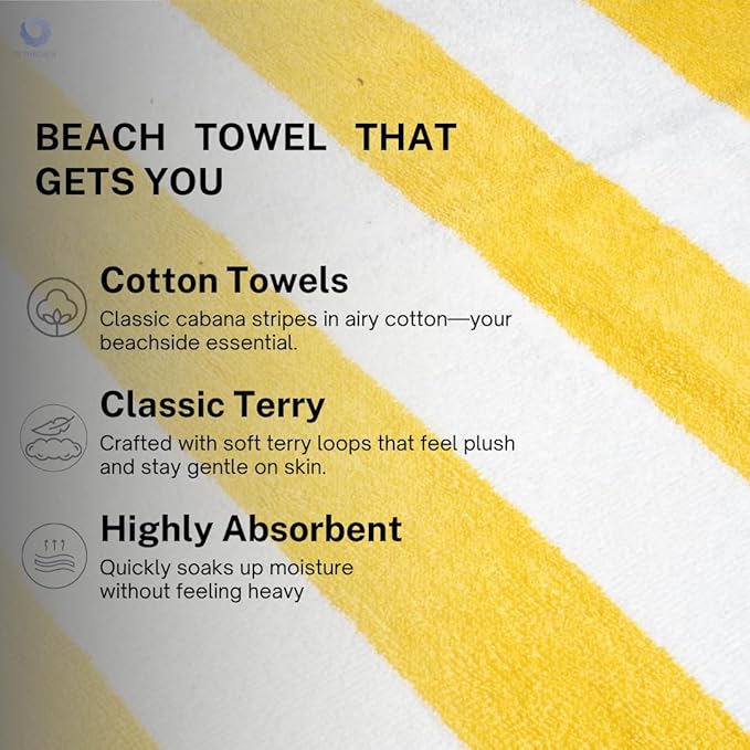 Cotton Turkish Beach Towel with Towels Oversized 30"x60" Pool Absorbent Extra Large Quick Dry Sand Travel Towel (Cabana Mix, 6 Pack)
