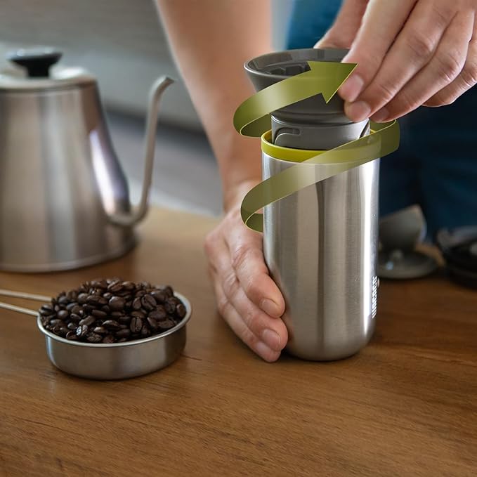 WACACO Cuppamoka Coffee Pot, Portable Drip Coffee Maker, Pour Over Coffee Machine with 10 Cone Paper Filters, Manually Operated, Stainless Steel Coffee Brewer, 10 fl oz