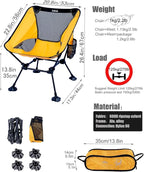 iClimb Ultralight Compact Camping Folding Beach Chair with Anti-Sinking Large Feet and Back Support Webbing (Yellow - Square Frame - 2PC)
