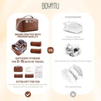 BOYATU Travel Makeup Bag Organizer: 3 Pcs Set Large Capacity Cosmetic Bags Holds 10–20 100ml Full-Size Bottles - 180°Open-Flat Make up Case 3-sec touch-up - Toiletry Bag Gift women (03-A-Coffee)