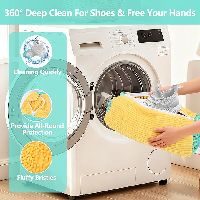 Shoe Washing Machine Bags 2Pcs, Shoe Washing Bags with2-Size Travel Laundry Bags - Washer & Dryer Safe Protector for Sneakers/Boots/Shoes Machine Washable Set