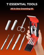 Nail Clipper Set 7 in 1, Precision Manicure Kit with Magnetic Leather Case, Mirror-Polished Stainless Steel Tools for Fingernail & Toenail, Daily Grooming Kit for Men & Women