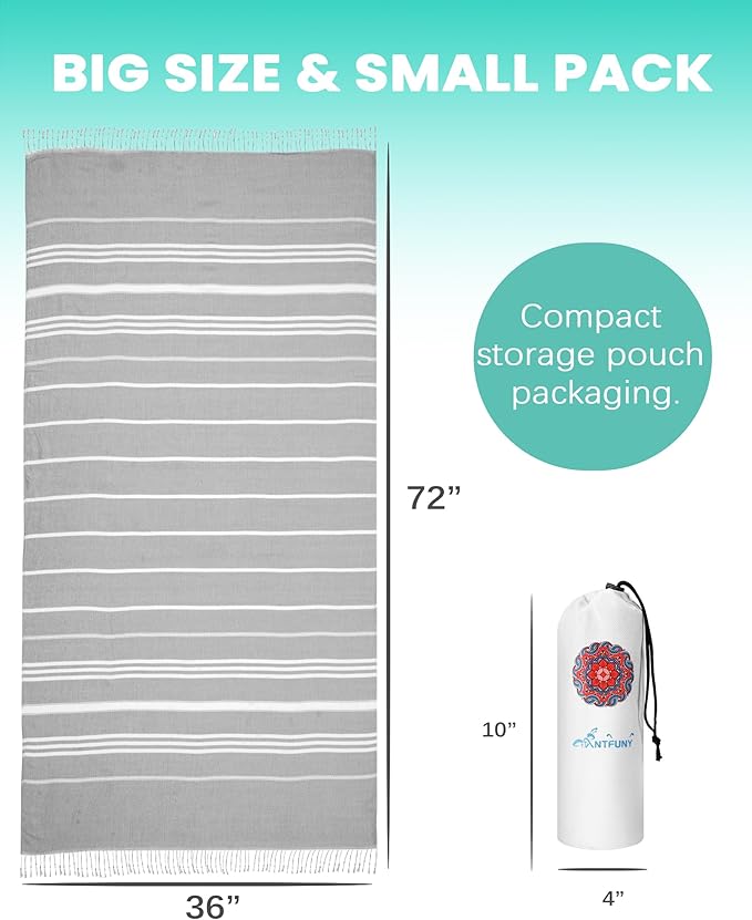 4 Pack Turkish Beach Towels Quick Dry Sand Free Soft Absorbent Extra Large Xl Big Blanket Adult Oversized Bath Pool Swim Towel Lightweight Thin Fast Drying Compact No Sand Packable Vacation Essentials