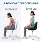 Ergonomic Seat Memory Foam Support Cushion for Back, Car Seat Back Support Cushion for Sciatica Tailbone Pain, Office Desk Chair Car Travel Seat Cushion (Black)