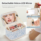 OCHEAL Makeup Bag With LED Mirror, Travel Makeup Bag With 3 Color Setting Light Up Mirror Cosmetic Organizer Vanity Case for Women Beauty Tools Accessories Rechargeable Makeup Travel Bag-Black