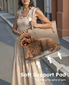 Pecute Dog Purse Carrier, Dog Carrier with Pockets for Small Dogs, Fits Dogs 8.8 lbs to 13 lbs, Cat and Puppies Tote Bag, Outing, Travel, Vet, XL,16.9" L x 7.9" W x 13.8" H, Khaki