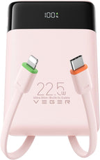VEGER Portable Charger, Ultra Slim 22.5W Fast Charging with Built in Cable, Flight-Safe 10000mAh USB C Power Bank Battery Pack, Travel Essential Phone Powerbank for iPhone 17 16 Samsung S25 Google etc