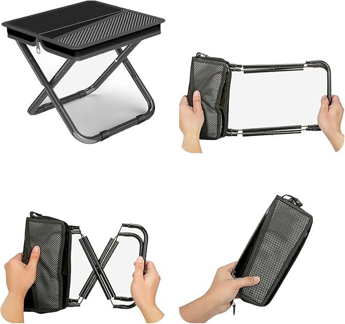 2-in-1 Collapsible Camping Stool & Sling Bag / 220LB Load Capacity Folding Portable Fishing Stool/Collapsible Stool for Camping, Hiking, Fishing, Gardening & Beach Outdoor Activities