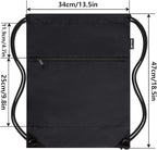 HOLYLUCK Drawstring Bags Backpack Sackpack Cinch Bags for Sports, Gym, Travel, Beach (Black)