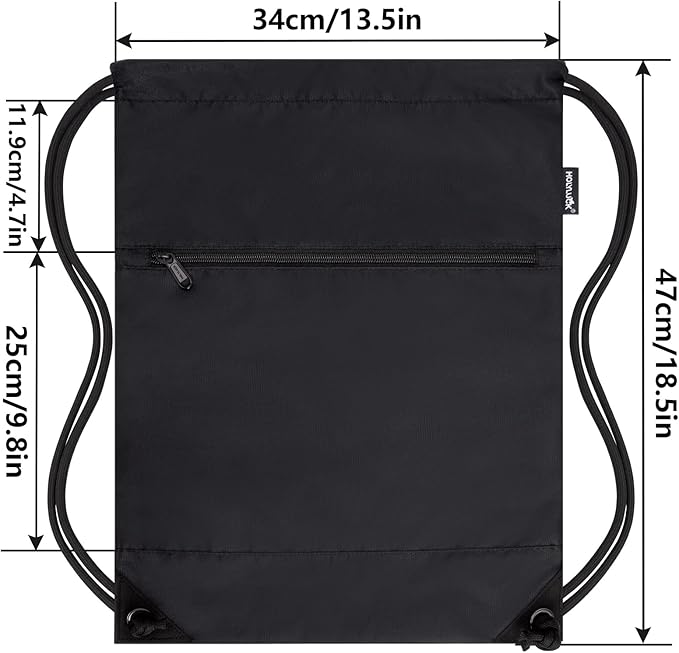 HOLYLUCK Drawstring Bags Backpack Sackpack Cinch Bags for Sports, Gym, Travel, Beach (Black)