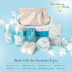 Mothers Day Gifts for Women, Bath & Body Gift Basket, Gardenia Tulip Gifts for Mom Spa Gift Set for Women, Self-Care Relaxation Gift, Home Spa Kit Mini Bag Wallet, Birthday, Christmas, Anniversary