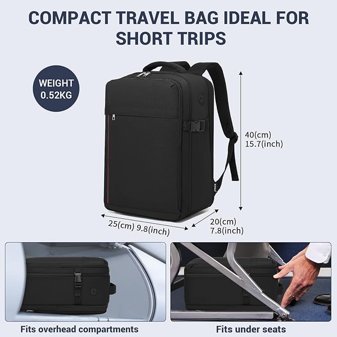Kono Airline Approved Suitcase Set 3 Piece Luggage Set Lightweight Carry On Travel Luggage, TSA Lock Spinner Wheels Hardshell (Black/Brown, (BP/20))