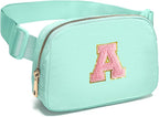 Gitus Belt Bag Fanny Pack Crossbody Bags with Initial Letter Patch Cute Stuff Birthday Gifts for Teenager Girls Trendy Preppy Stuff for Teen Girls Cool Stuff for Teens (Mint Green-A)