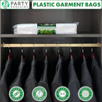 PARTY BARGAINS 40 x 25 Inch Disposable Clear Garment Bags, 50 Pack – Heavy-Duty Plastic Clothes Covers for Suits Dresses Coats, Closet & Travel
