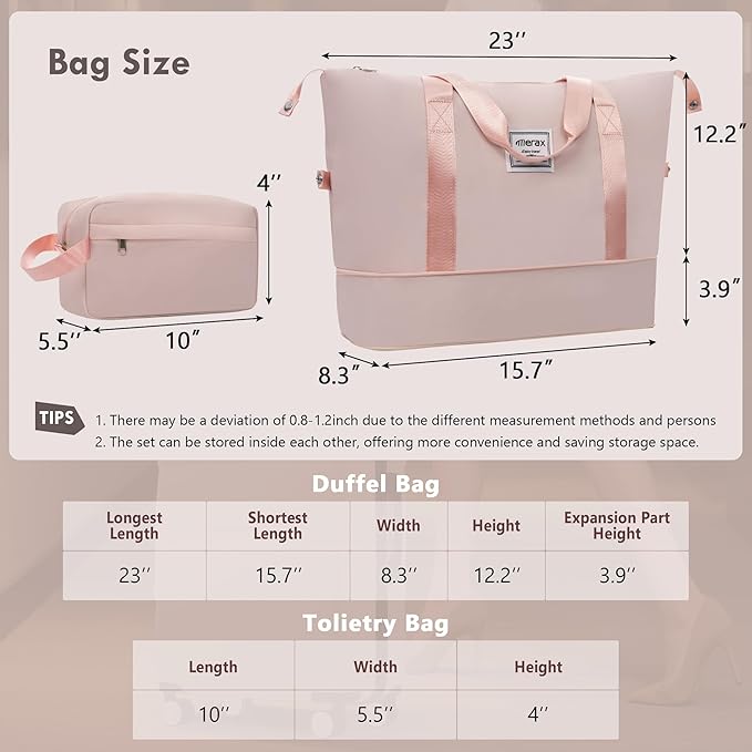 Merax Luggage Sets,Hardcase Suitcase with Bags,6 Piece Lightweight Carry on Luggagewith Double Spinner Wheels Lock,16+20+24+28 inches,Light Pink