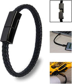 SEANADO Leather Bracelet Charger USB Charging Cable Braided Cords USB Portable Travel Charger for Mens Womens Compatible with iPhone 14/13/12/11 pro XS MAX (for iPhone, L(8'85''))