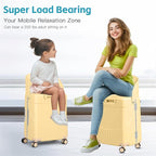 advwin 20" Carry-On Luggage with Seat for Kids & Adults, Lightweight Hardside Ride-On Suitcase with Front Opening, TSA Lock, 360° Spinner Wheels (Yellow, 20-inch)