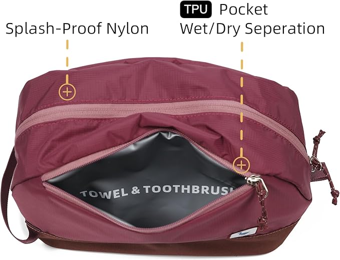 Travel Toiletry Bag For Women, 8L Large Packing Cube with Waterproof TPU Wet/Dry Compartment