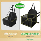 Dog Car Seat Foldable Dog Car Booster Seat Waterproof Breathable Oxford Travel Bag for Small to Medium Dogs, Puppies, and Pets-Pure Black-Upgrade