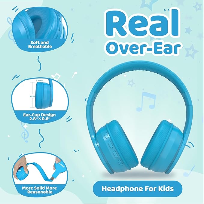 MIDOLA Kids Bluetooth Headphones 68H Play Time,Volume Limit 85/94dB, Foldable Lightweight Wireless Over-Ear Headphone for Kid Toddler Child Pad Tablet,Headsets with Built-in Mic Blue