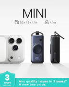 INIU 3-in-1 Portable Charger, 5000mAh Power Bank with Watch Charger & Built-in Cable, Compact 20W Fast Charging Battery Pack, Key Chain & Travel Essential for iPhone 16 15, Apple Watch, etc