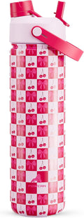 POWCAN 26 oz Insulated Water Bottle with 2-in-1 Straw and Spout Lid, Keep Cold 24H, Leak-Proof, Fits in Car Cup Holder, Stainless Steel Water Bottle for Sports, Travel, and School (Bow Down to Cherry)