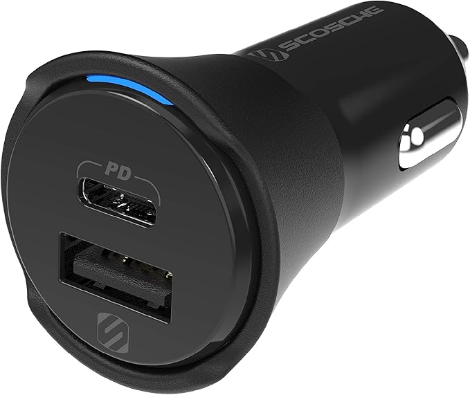 Scosche CPDCA32 PowerVolt 32Watt Certified USB Type-C & USB Type-A Fast Car Charger with Power Delivery 3.0 for All USB-C and USB-A Devices
