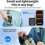 Hichain Small Portable Charger with Built in Cables LED Display, Mini Power Bank 10000mAh 22.5W USB-C Fast Charging Battery Pack, Travel Essential Power Bank for iPhone, iPad, Samsung, Android (Black)