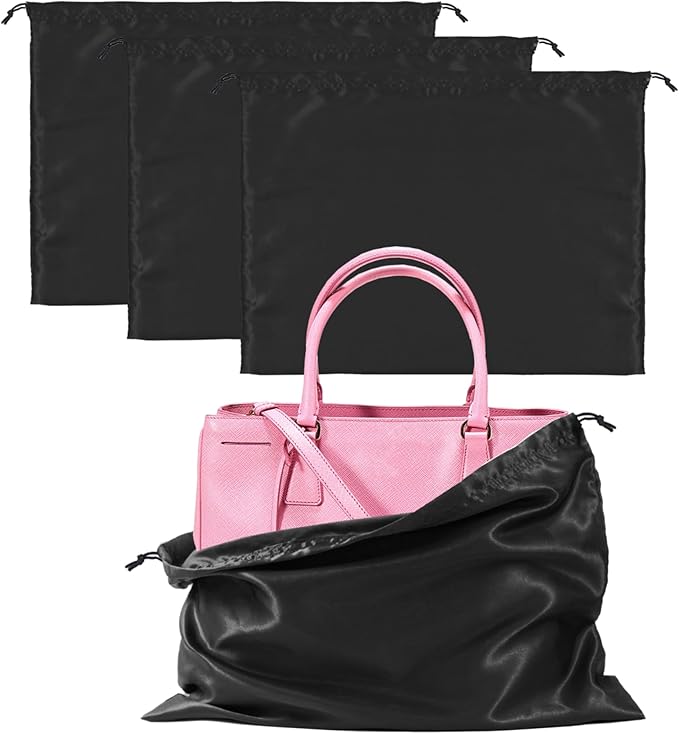 3 Pack Purse Dust Bags for Storage, Silk Dust Bags for Handbags, Dust Covers With Drawstring for Purse Shoes Boots