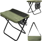 16" Extra Tall Portable Folding Stool for Adults, X-Large Collapsible Camping Chair with 3 Storage Pockets, Heavy Duty Travel Seat for Fishing, Hiking, Gardening
